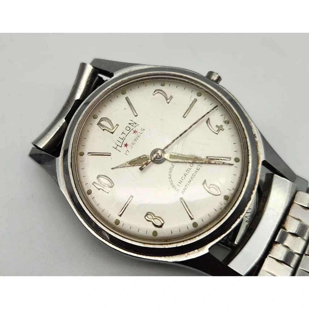 Vintage HILTON Men's Manual Wind Watch 17 Jewels 1950s